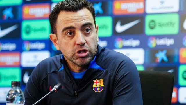 Xavi Hernández, durante una rueda de prensa con el Barça en la Ciutat Esportiva / EFE