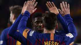 Una foto de Leo Messi y Ousmane Dembelé celebran un gol / EFE