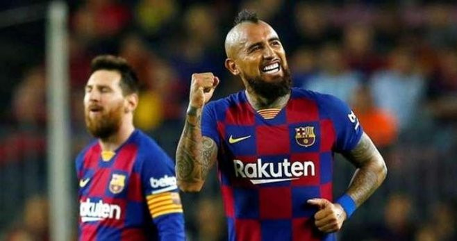 Vidal celebra un gol con el Barcelona/ EFE