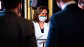 Ada Colau, alcaldesa de Barcelona, durante una comparecencia pública durante la pandemia / EFE