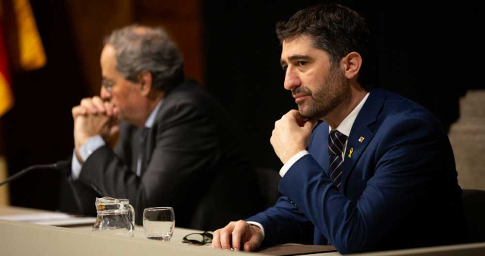 El presidente de la Generalitat, Quim Torra, junto a su consejero de Políticas Digitales y Administraciones Públicas, Jordi Puigneró / EUROPA PRESS