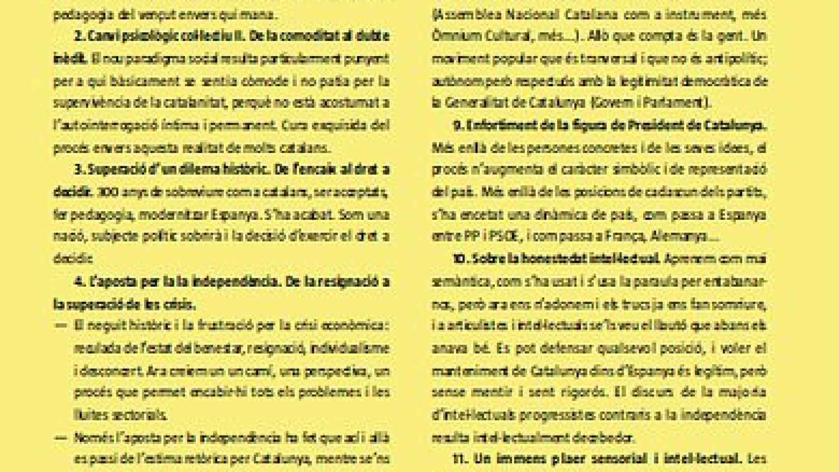Editorial de la revista oficial de UGT Catalunya en el que se elogia la independencia de la Comunidad y se señala que el debate derecha/izquierda está superado