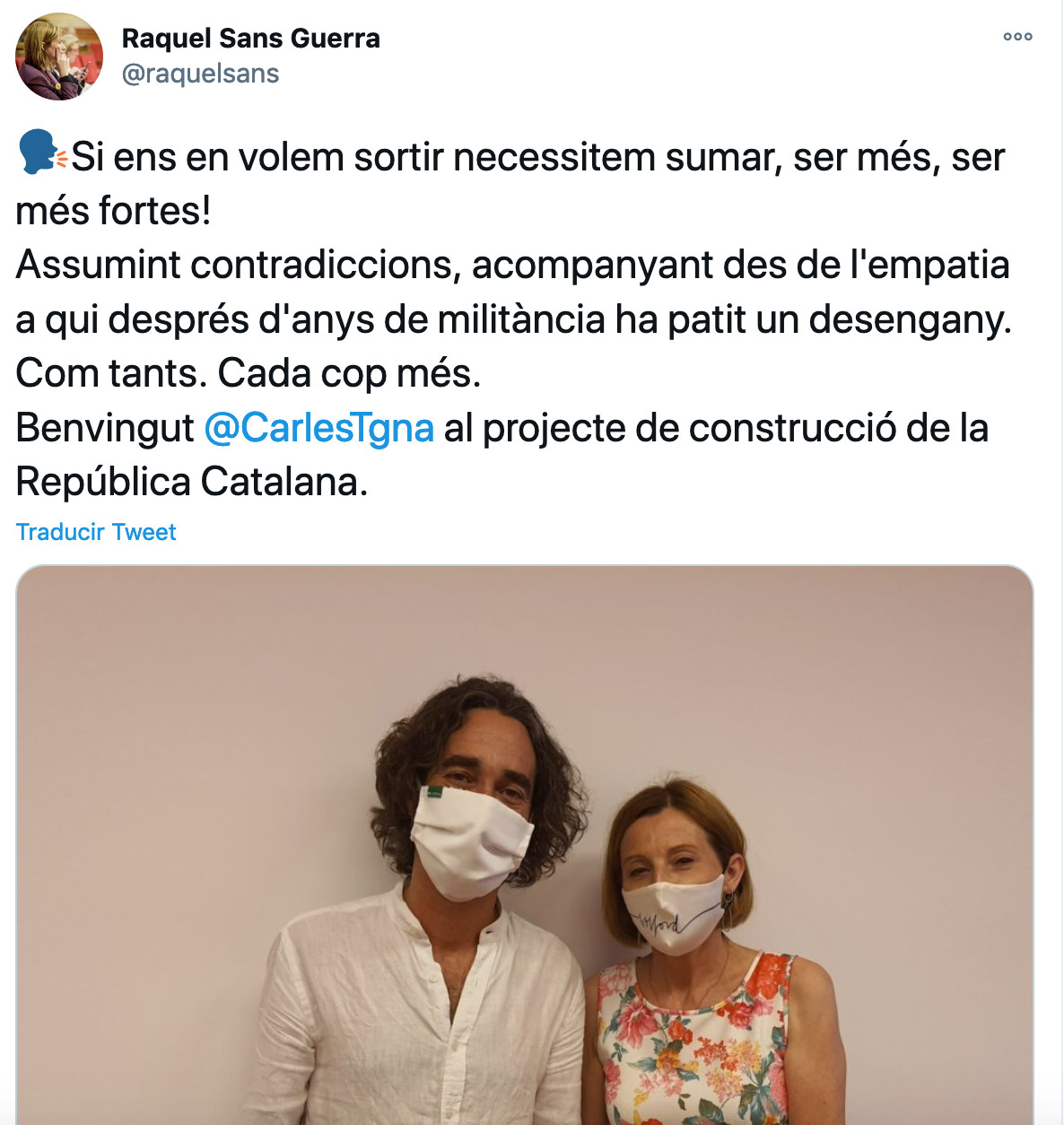 Raquel Sans da la bienvenida a ERC a Carles Castillo / TWITTER
