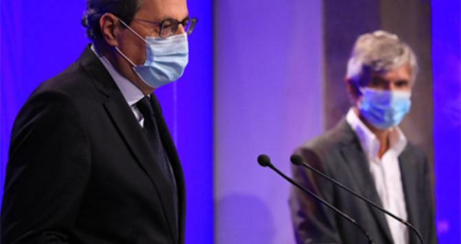 El presidente de la Generalitat, Quim Torra (i), junto al secretario de Salud Pública, Josep Maria Argimon (d) / CG