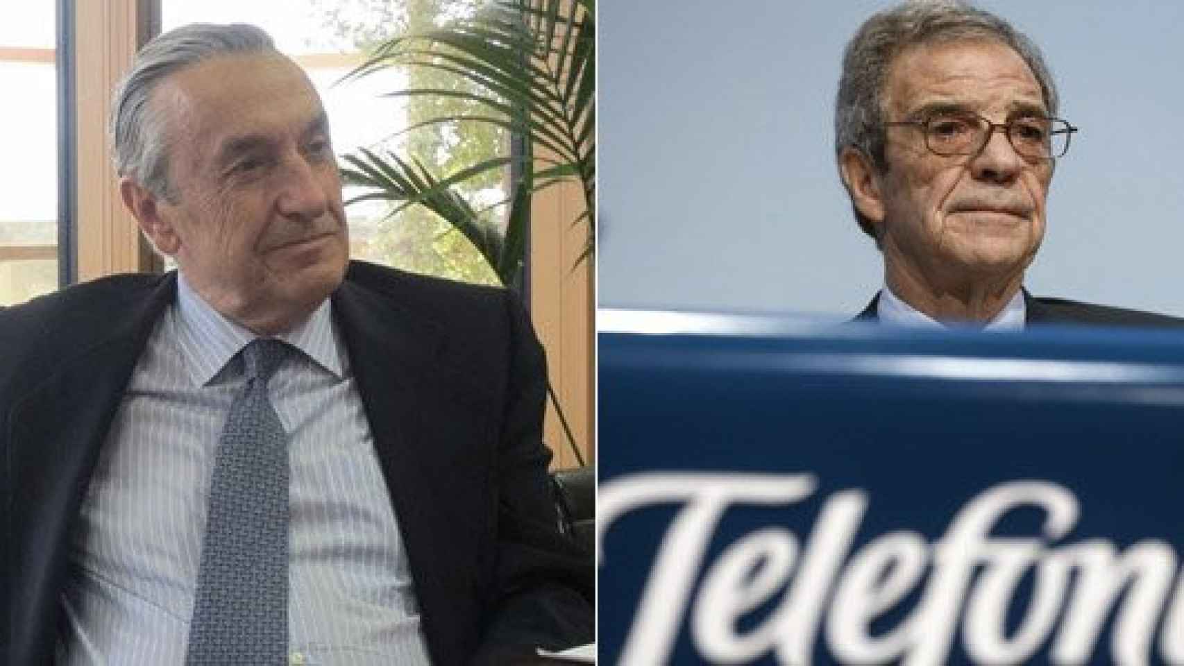 El presidente de la CNMC, José María Marín Quemada (izquieda), y el de Telefónica, César Alierta (derecha)