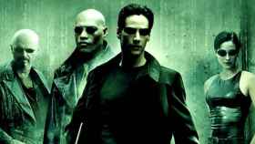 El cartel de Matrix con los personajes Neo, Morpheo y Trinity