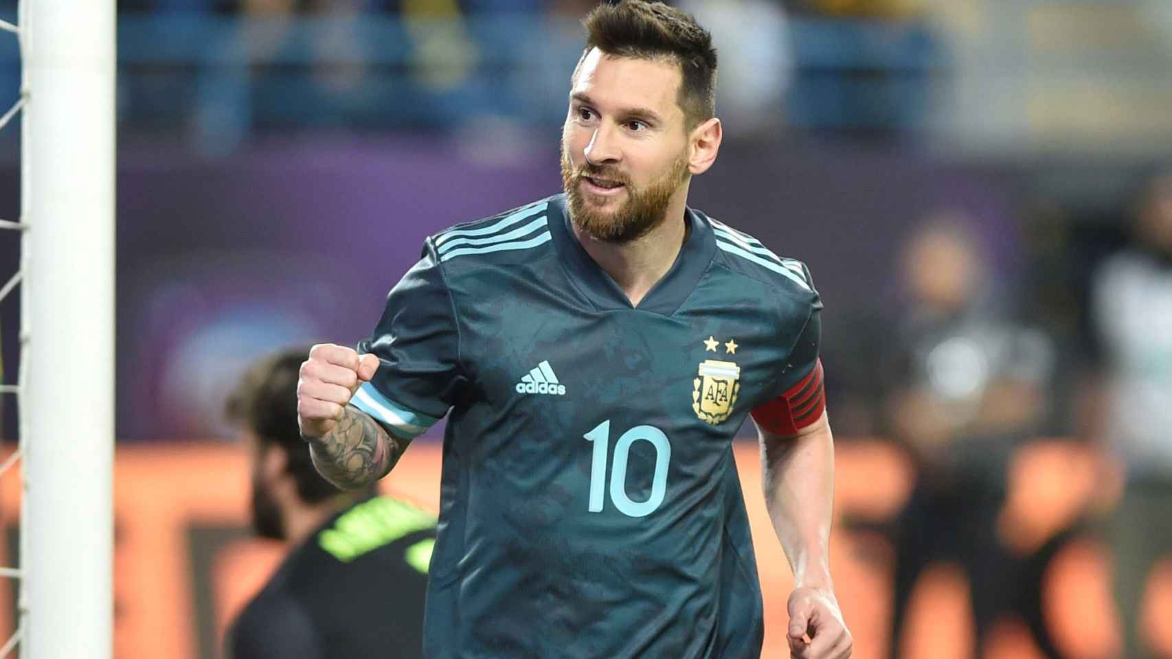 Messi, celebrando el gol de la victoria ante Brasil
