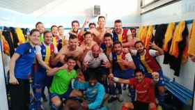 Los jugadores del Andorra celebran una victoria / EFE