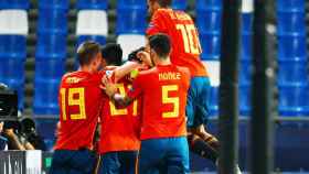 Una foto de la selección española sub-21 celebrando un gol ante Francia durante las semifinales del Europeo / EFE