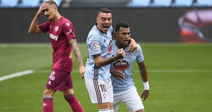 Aspas y Murillo celebrando un gol del Celta de Vigo / EFE