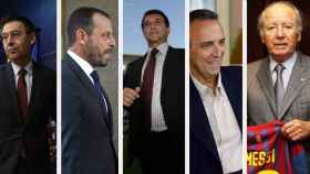 Bartomeu, Rosell, Laporta, Gaspart y Nuñez, los cinco expresidentes del Barça imputados, en un montaje | REDES