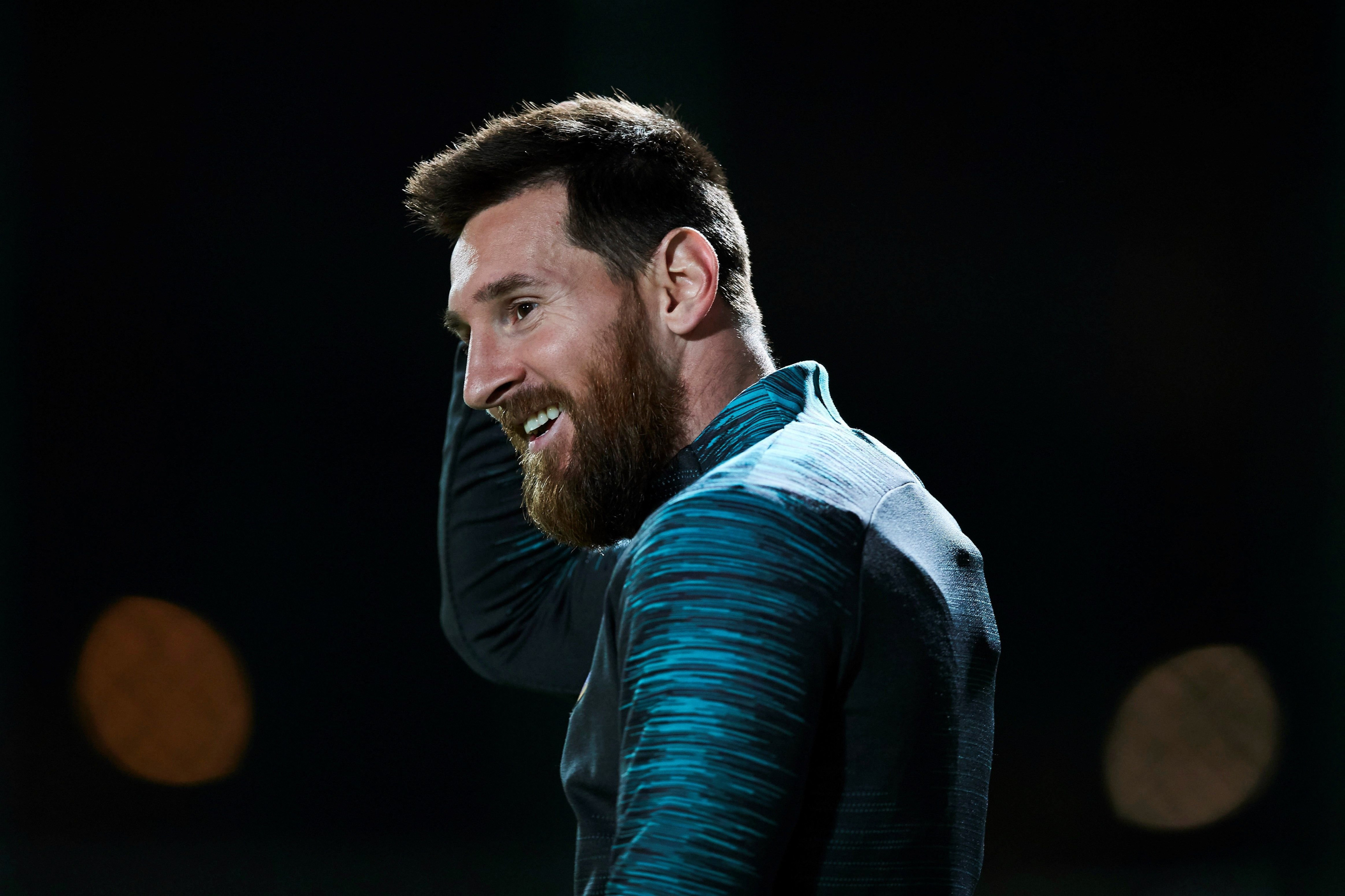 Leo Messi en un entrenamiento del Barça previo a la Champions League / EFE