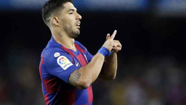 Una foto de Luis Suárez celebrando su gol ante el Valencia / FCB