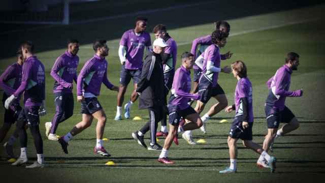 La plantilla del Real Madrid, entrenando a las órdenes de Carlo Ancelotti / EFE