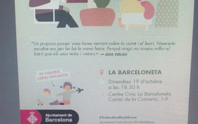 Cartel de la reunión con los vecinos de la Barceloneta