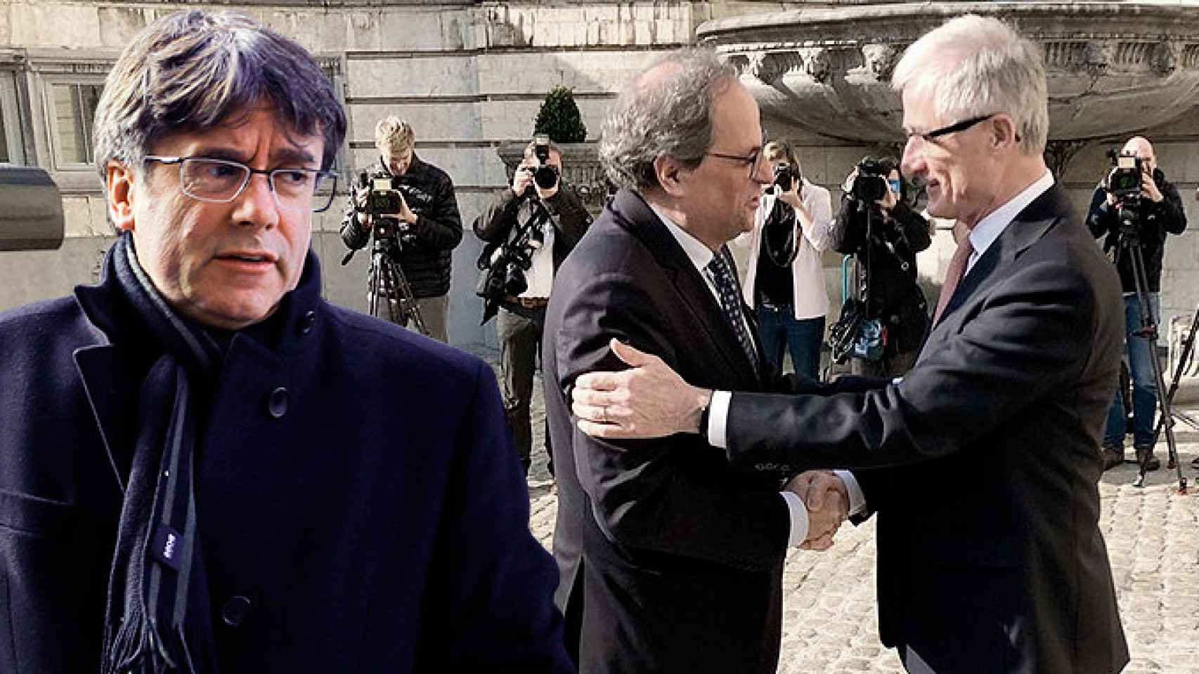 Carles Puigdemont y el encuentro entre Torra y el presidente de Flandes, Geert Bourgeois / FOTOMONTAJE DE CG