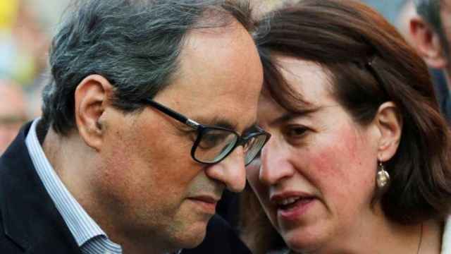 El presidente de la Generalitat, Quim Torra, junto a la presidenta de la ANC, Elisenda Paluzie