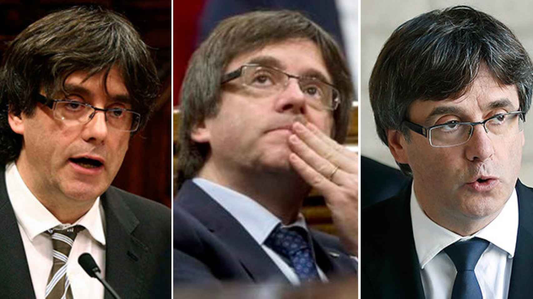 El rostro del presidente catalán, Carles Puigdemont, en el inicio de la legislatura, mitad y el momento actual