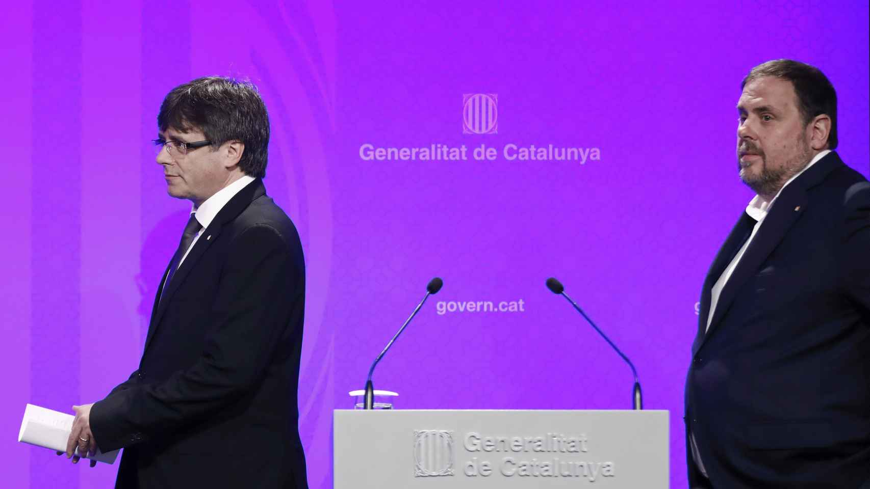 Jordi Puigdemont y Oriol Junqueras el pasado viernes / EFE