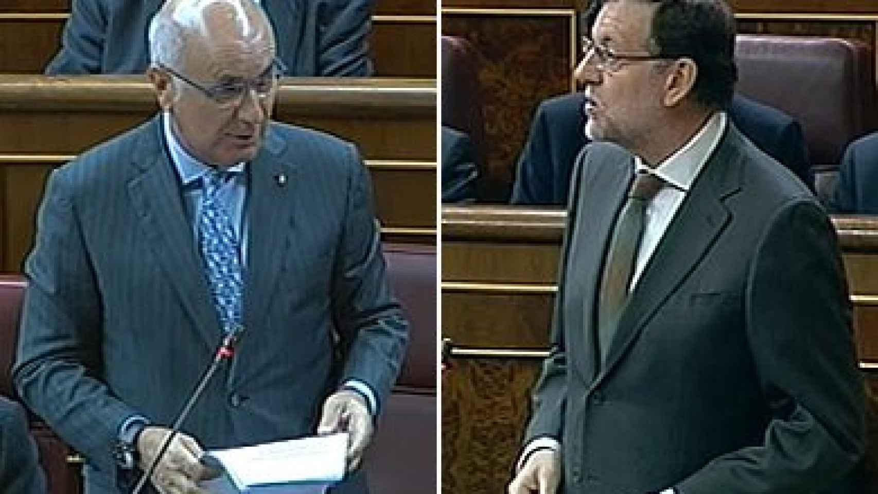 Duran i Lleida y Rajoy, durante sus intervenciones en el Congreso