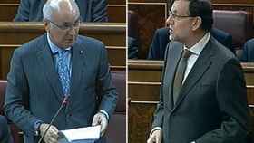 Duran i Lleida y Rajoy, durante sus intervenciones en el Congreso