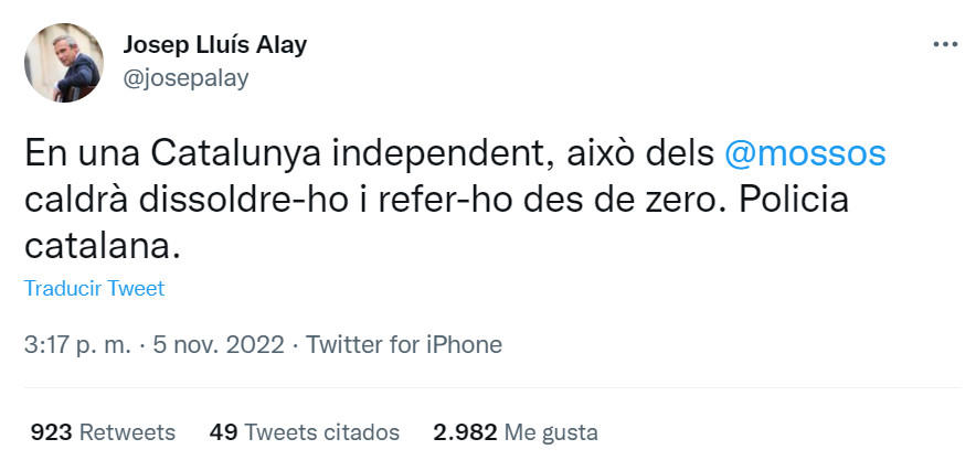 Tuit de Josep Lluís Alay