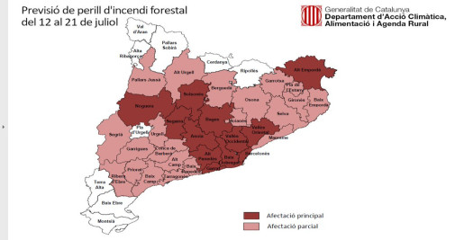 Previsión de peligro de incendio forestal / DEPARTAMENT D'ACCIÓ CLIMÀTICA, ALIMENTACIÓ I AGENDA RURAL