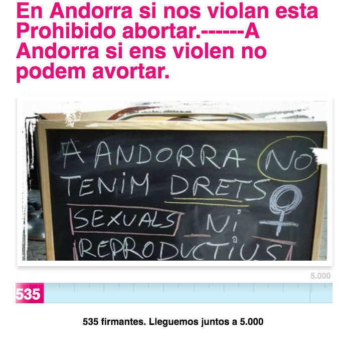 Una de las últimas campañas para legalizar el aborto en Andorra