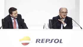 Josu Jon Imaz y Antonio Brufau, consejero delegado y presidente de Repsol, respectivamente / EUROPA PRESS