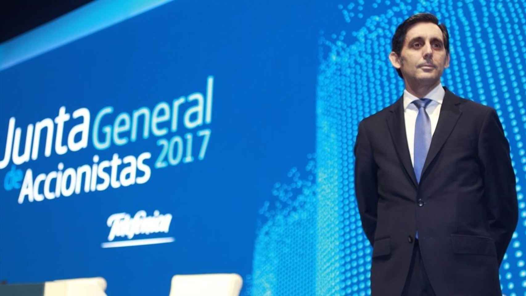 José María Álvarez-Pallete, presidente ejecutivo de Telefónica en la presentación de resultados del grupo de 2017 / EFE