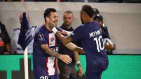 La celebración de Messi y Neymar, durante la final entre el PSG y Nantes / PSG