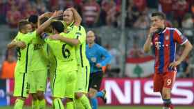 Los jugadores del Barça celebrando la victoria contra el Bayern en 2015 / Redes