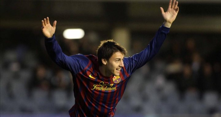 Marti Riverola celebra un gol con el Barça B / EFE