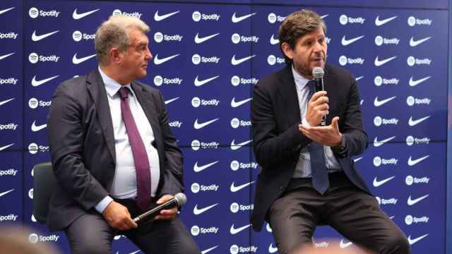 Joan Laporta y Mateu Alemany, en un acto oficial del Barça / EFE