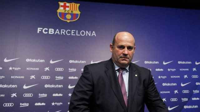 Òscar Grau en una rueda de prensa del Barça / EFE