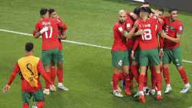 Marruecos, festejando un gol, durante el Mundial de Qatar / EFE