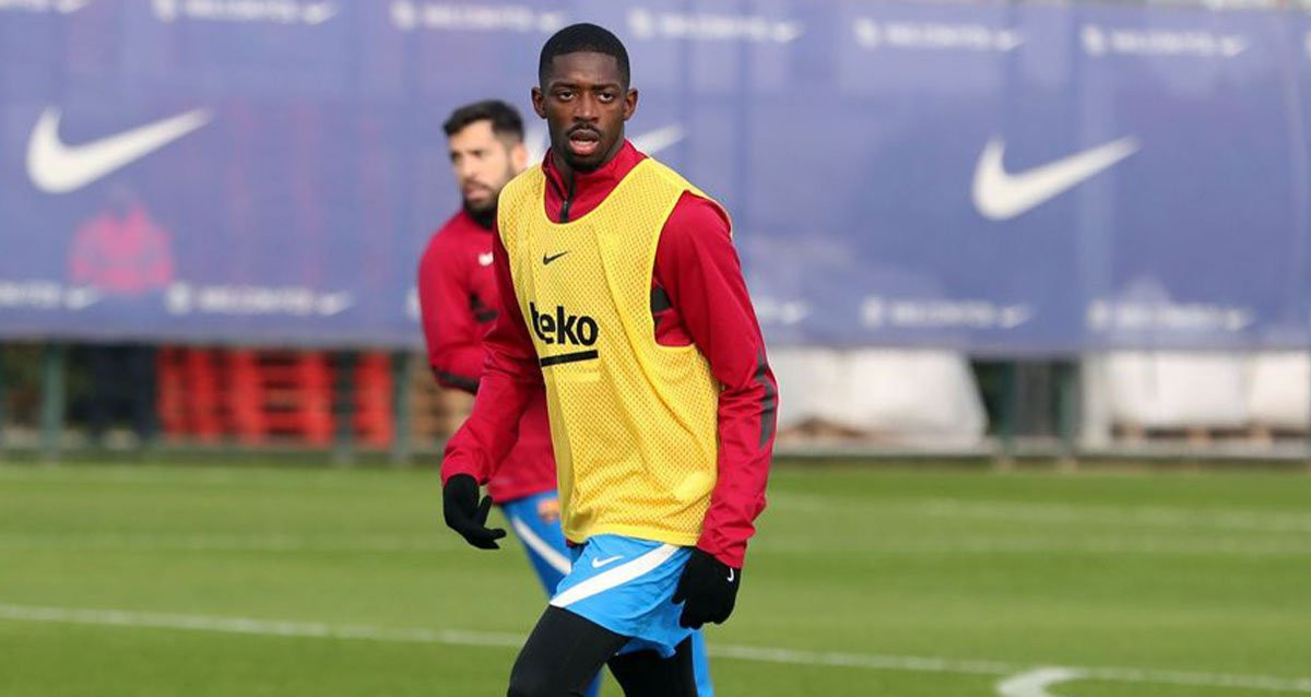 Ousmane Dembelé, en un entrenamiento del Barça / FCB