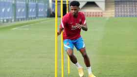 Ansu Fati en uno de sus primeros entrenamientos tras el regreso de su lesión / FCB