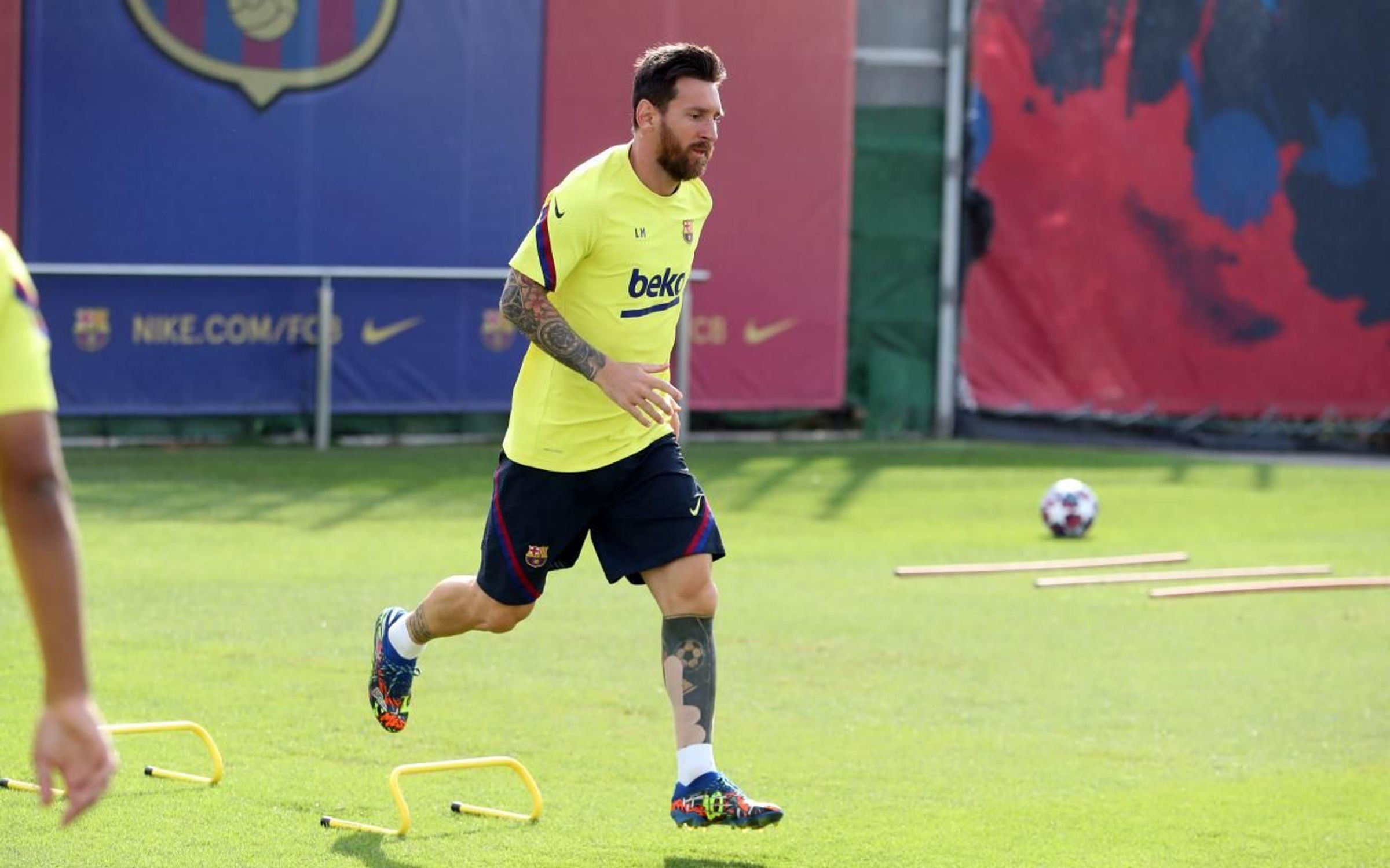 Leo Messi, en un entrenamiento con el Barça | FCB