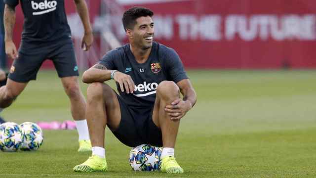 Luis Suárez entrenando con el Barça antes de recibir al Inter de Milán / FC Barcelona