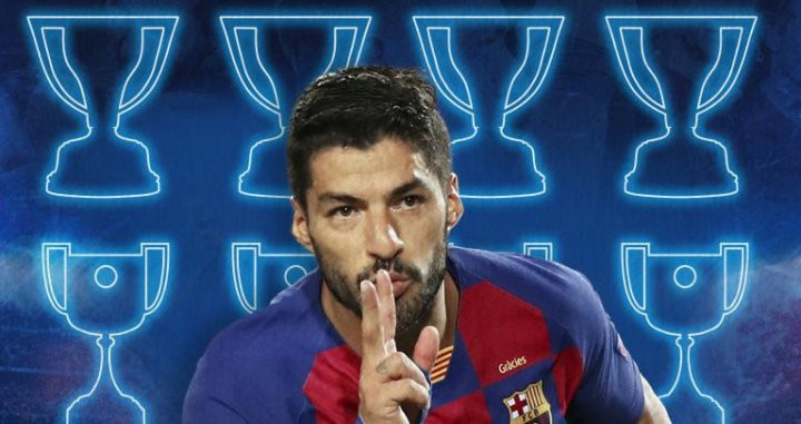 Luis Suárez en su cartel de despedida / FC Barcelona