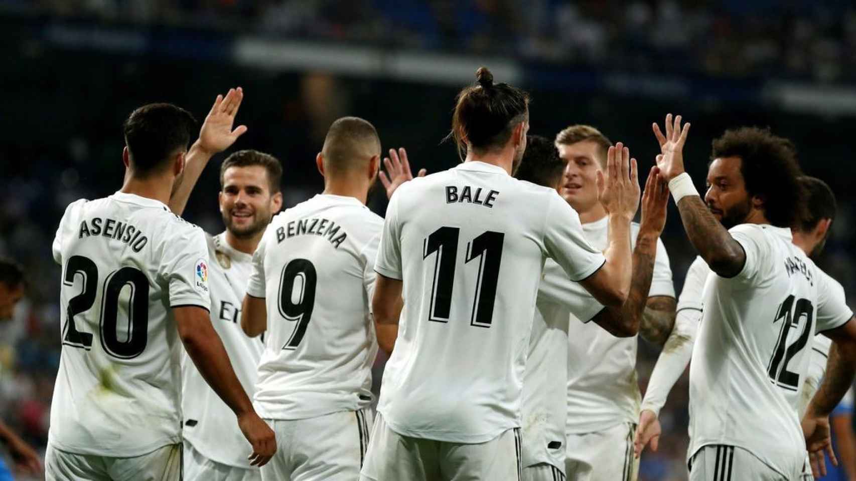 Los jugadores del Real Madrid celebrando un gol de Real Madrid / EFE