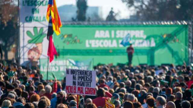Imagen de una manifestación en favor de la inmersión monolingüe en catalán. Català / EP