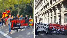 Cabecera de las manifestaciones de ultraderechistas y antifascistas el 12-O en Barcelona / EUROPA PRESS