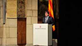 El presidente de la Generalitat, Carles Puigdemont, en una intervención del Parlament / CG
