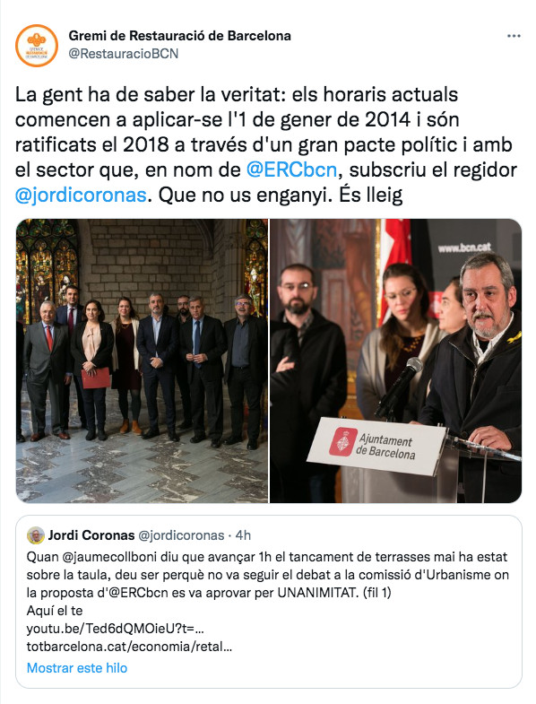 El enfrentamiento de Jordi Coronas con los restauradores en Twitter