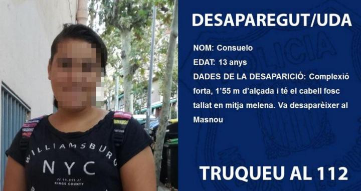 Consuelo, la menor desaparecida que ha encontrado la Policía Nacional en Madrid / MOSSOS