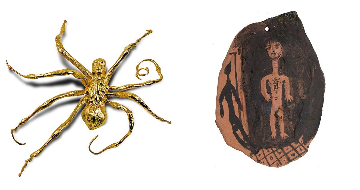 Broche de araña diseñado por Louise Bourgeois y medallón con hombre desnudo / VEGAP