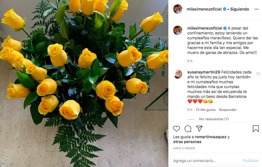 Mila Ximénez muestra el ramo de flores que le han regalado por su 68 cumpleaños / INSTAGRAM
