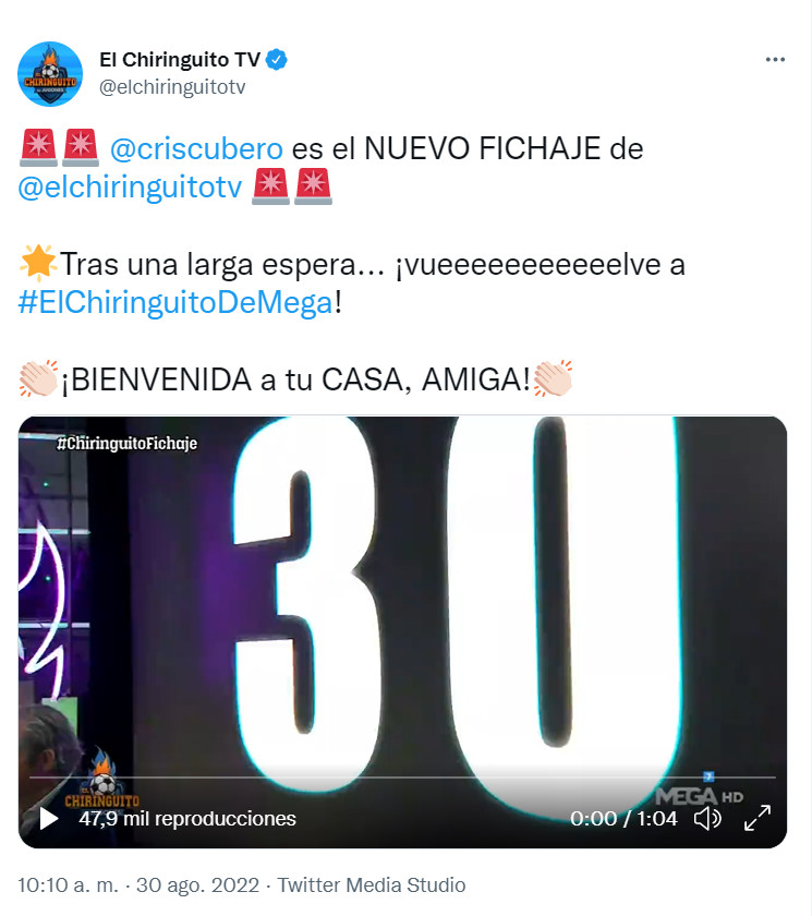El Chiringuito anuncia el regreso de Cristina Cubero / REDES